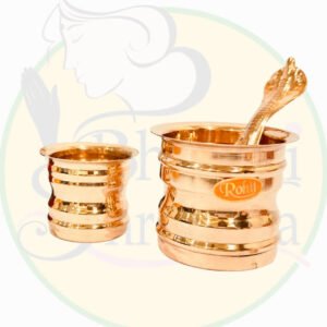 Copper Panchpatra Damru Set – Antique Finish with Naga Design Spoon