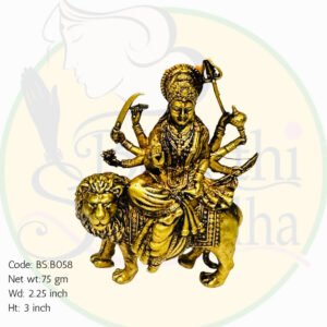 Antique Brass Goddess Durga Idol – Handcrafted Lion-Riding Devi Statue for Pooja, Temple & Navratri Gifting