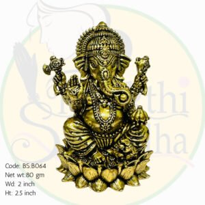 Antique Brass Lakshmi Ganesha Idol – Handcrafted Divine Duo on Lotus for Temple & Home