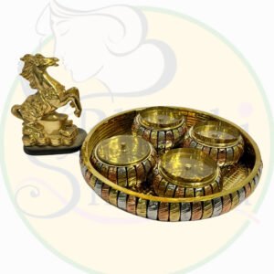 Supari Box Gift Set – Tri-Color Antique Finish Decorative Pooja & Return Gift