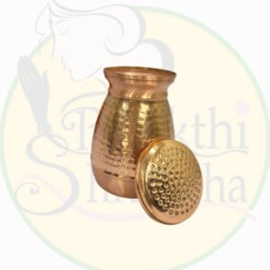 Handcrafted Hammered Copper Water Jug with Lid – Antique Finish Ayurvedic Drinkware