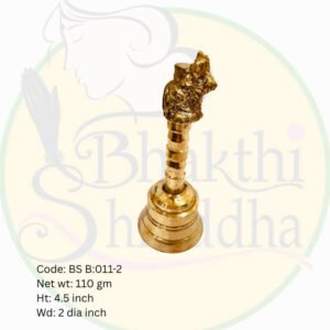 Divine Brass Temple Bell with Carved Deity – Handcrafted Pooja Ghanti for Home Mandir